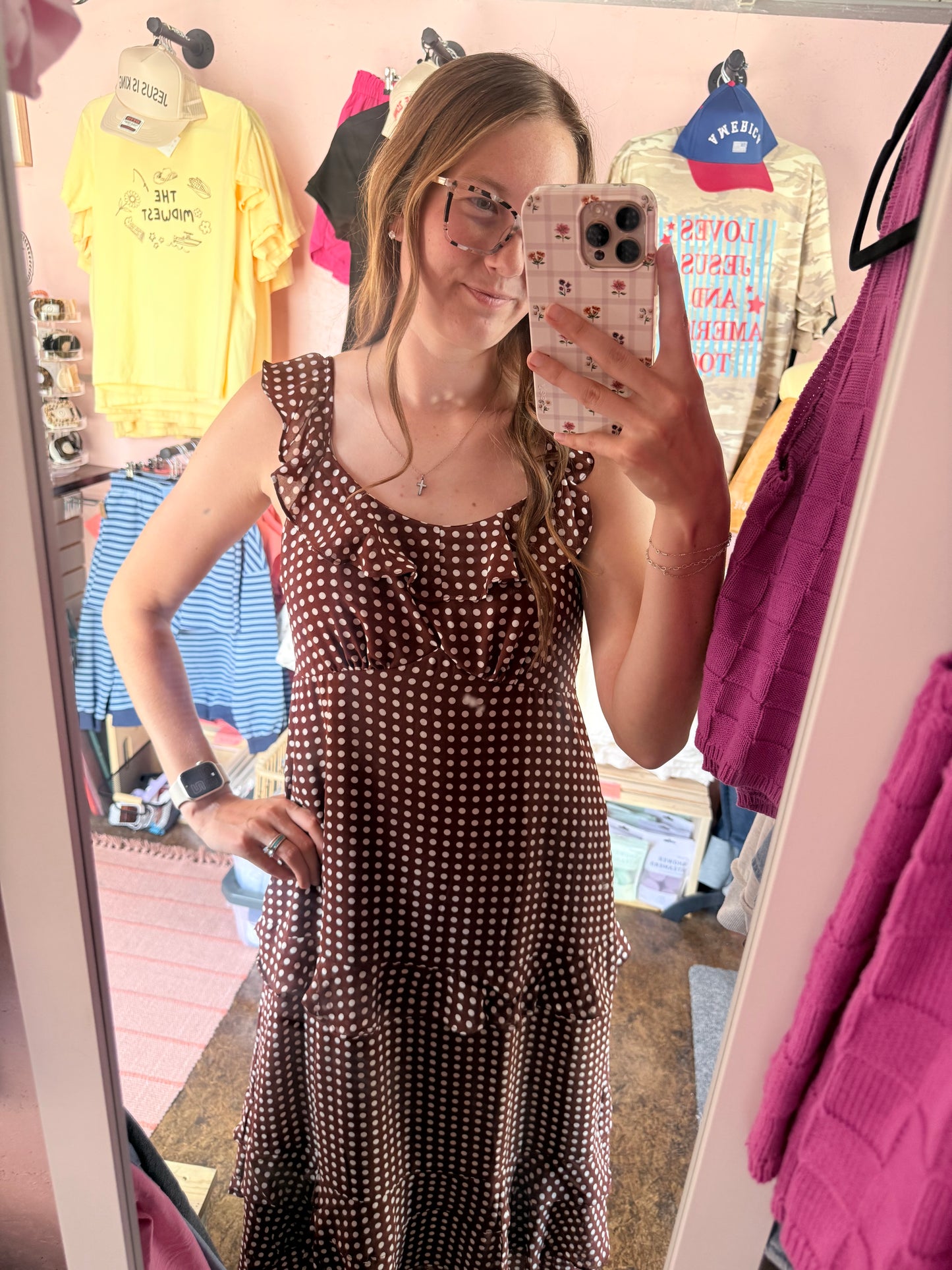 Polka Dot Ruffled Maxi Dress