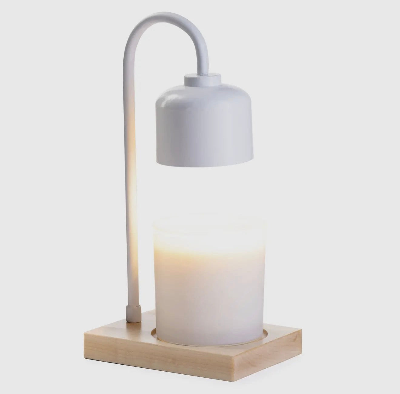 White & Wood Arched Candle Warmer Lamp