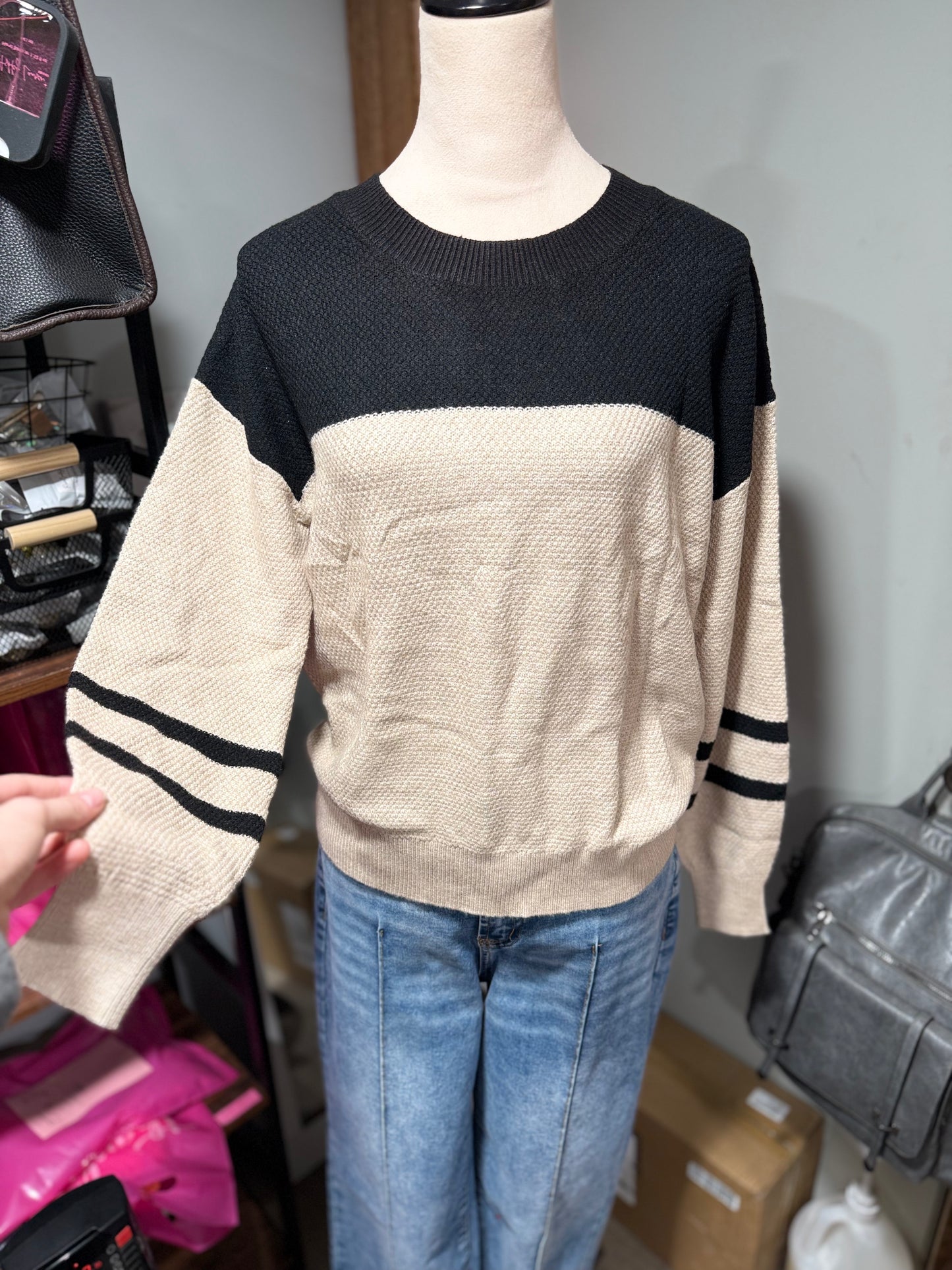Colorblock knit Striped Sweater