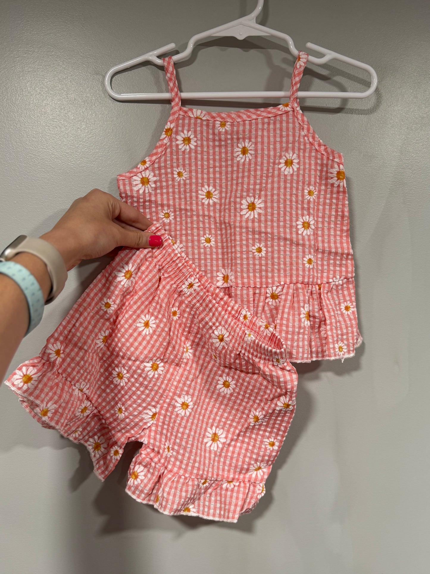 Pink Daisy Gingham Set