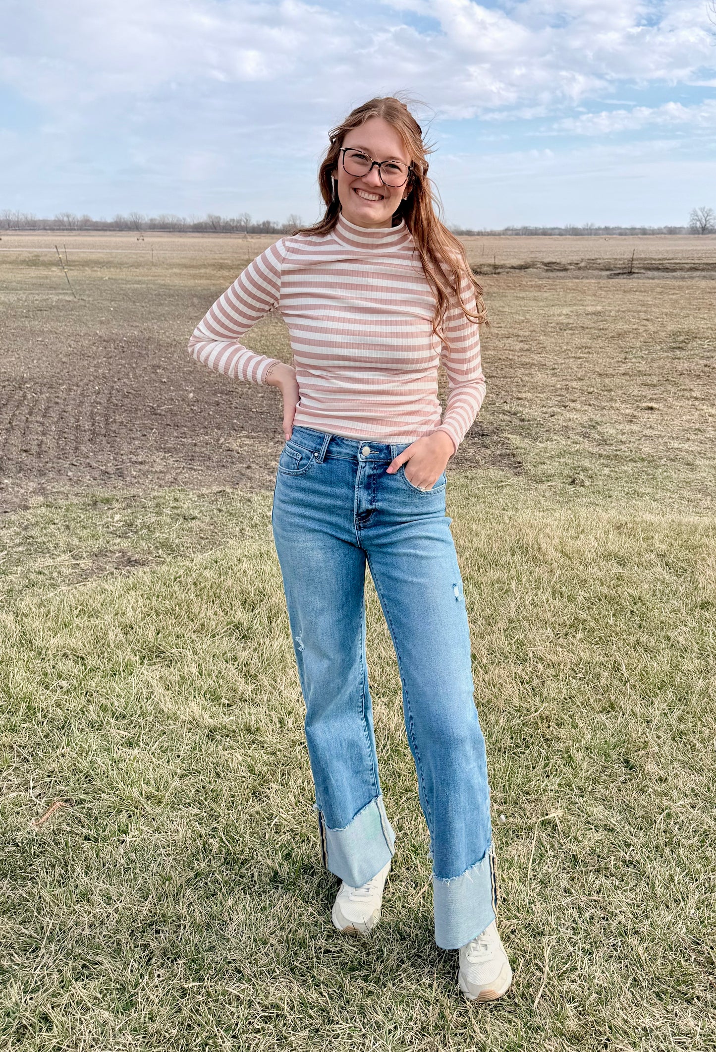 Stripe Print Textured Top