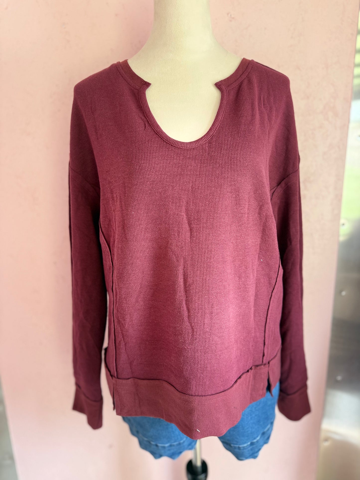 Waffle Knit Sweatshirt