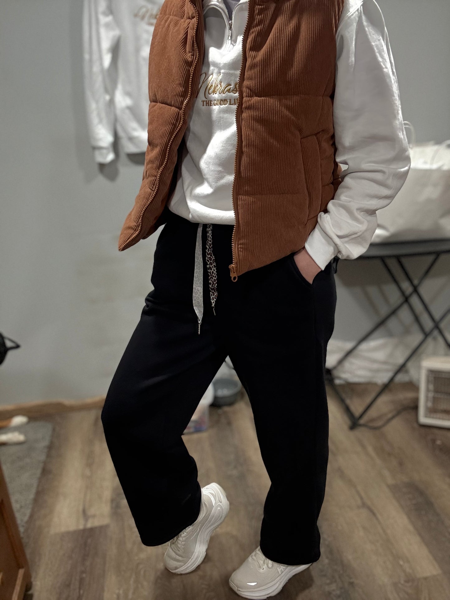 Fleece Drawstring Black Pants