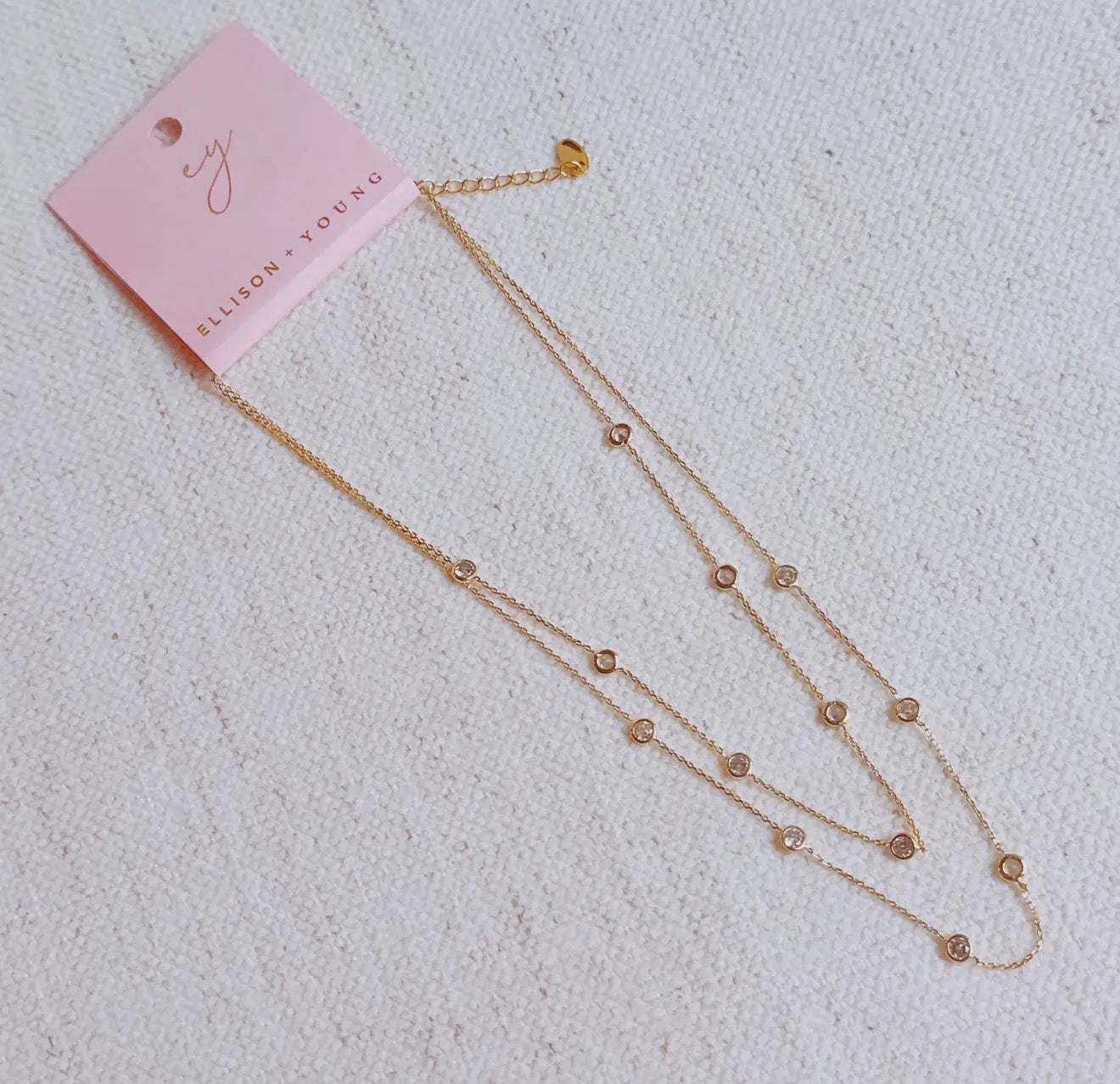 Crystal Bezel Station Layered Necklace