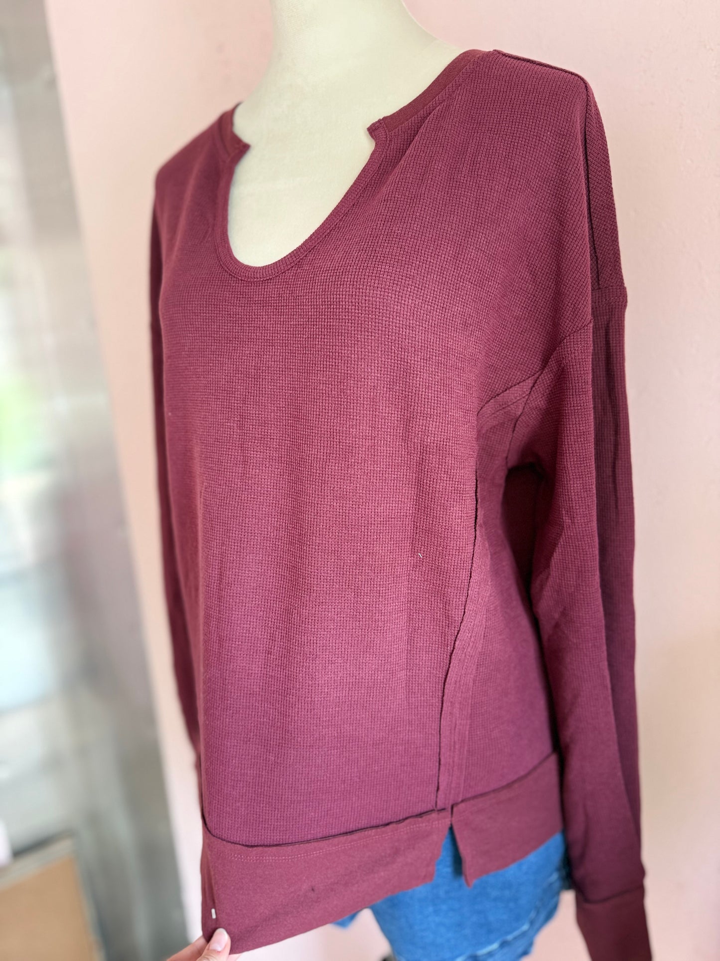 Waffle Knit Sweatshirt