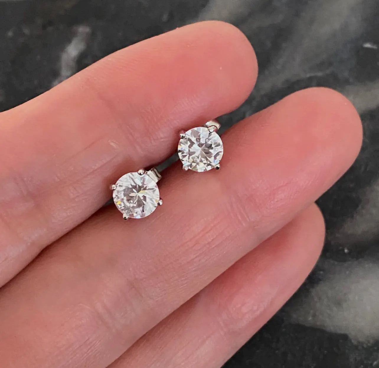 Brilliant Cut Sterling Silver Stud Earrings