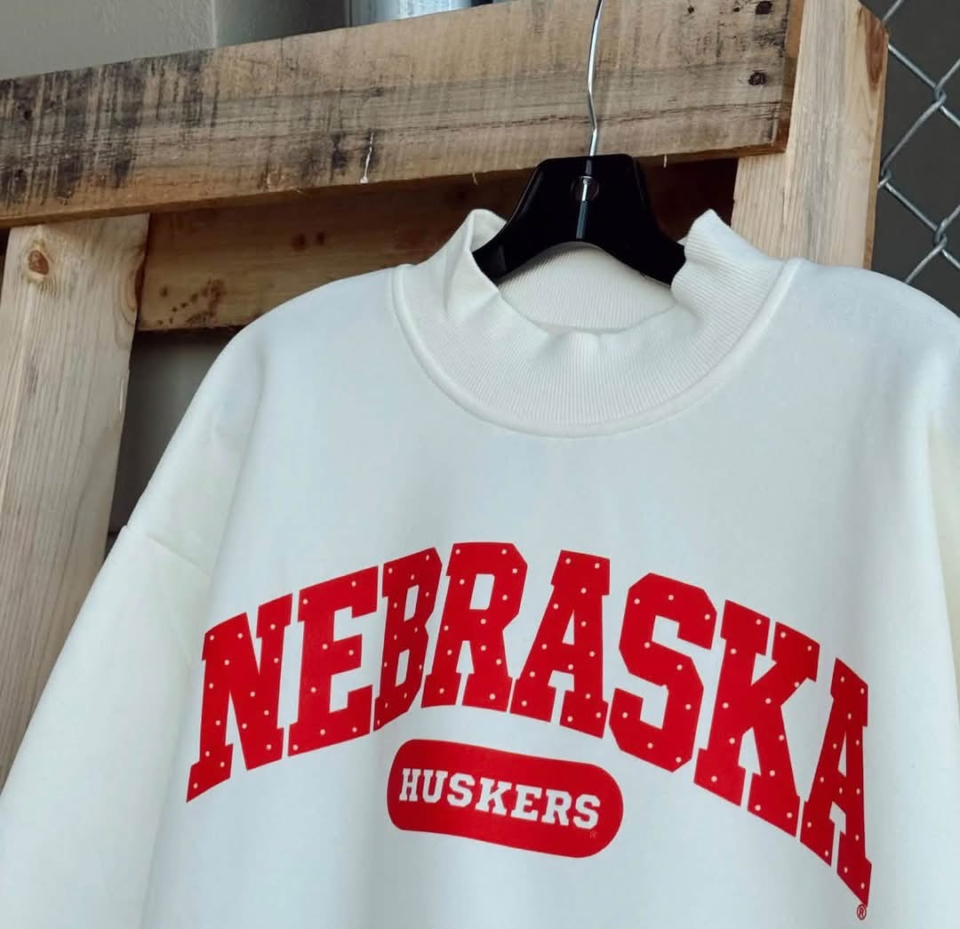 Nebraska Huskers Polka Dot Mock Neck || Arrives Mid November