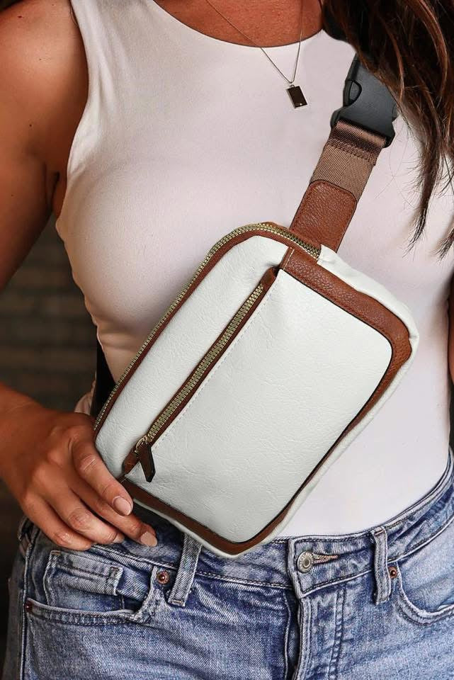 White Adjustable Strap Mini Leather Crossbody Bag