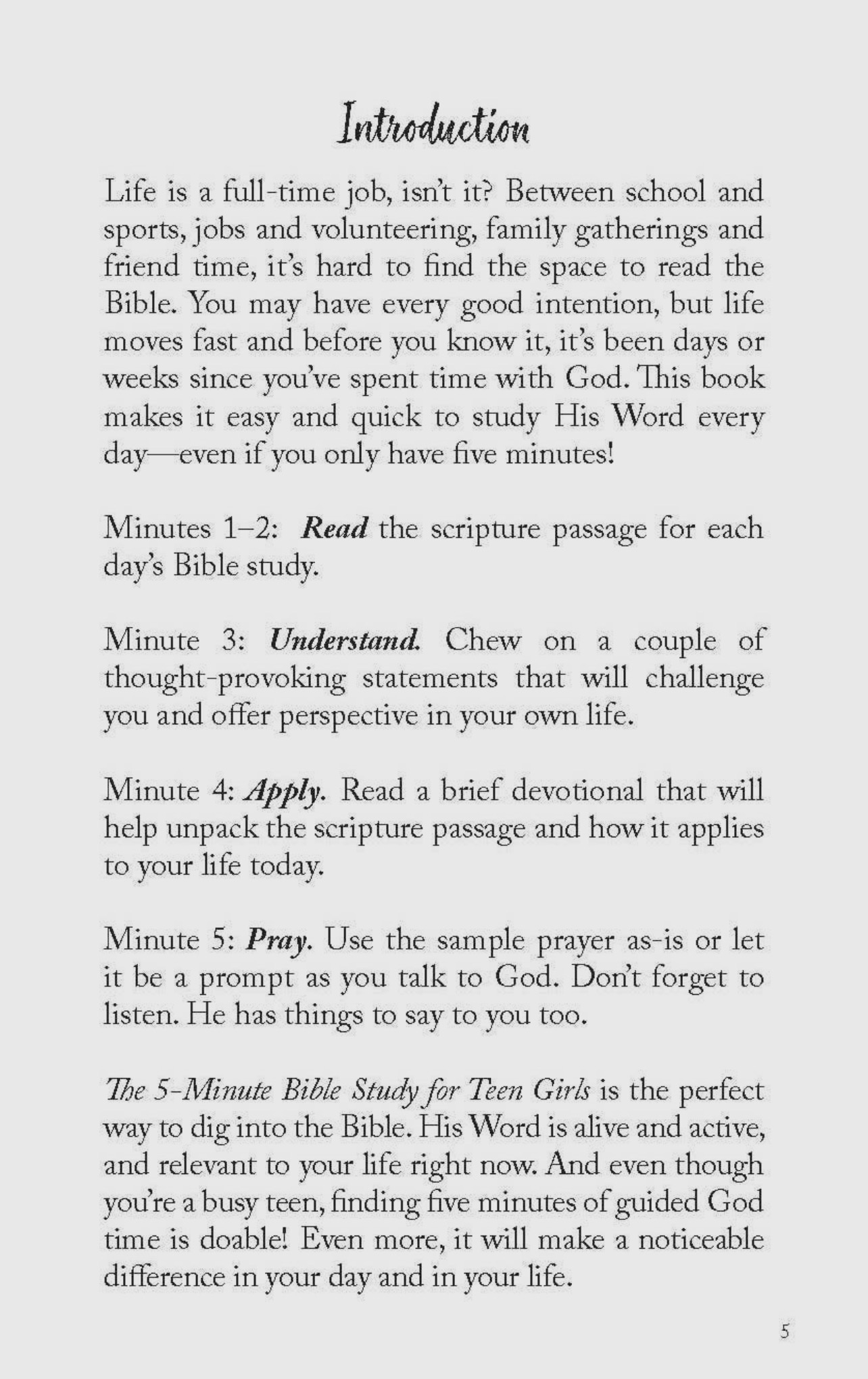The 5-Minute Bible Study for Teen Girls