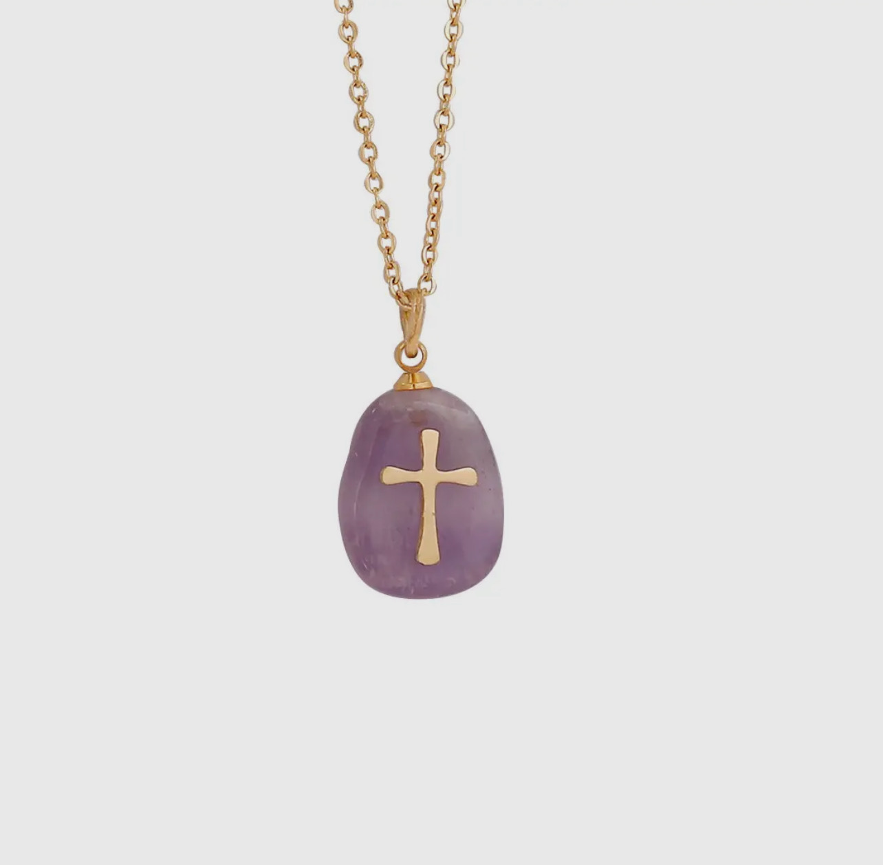 Natural Stone Cross Pendant Necklace