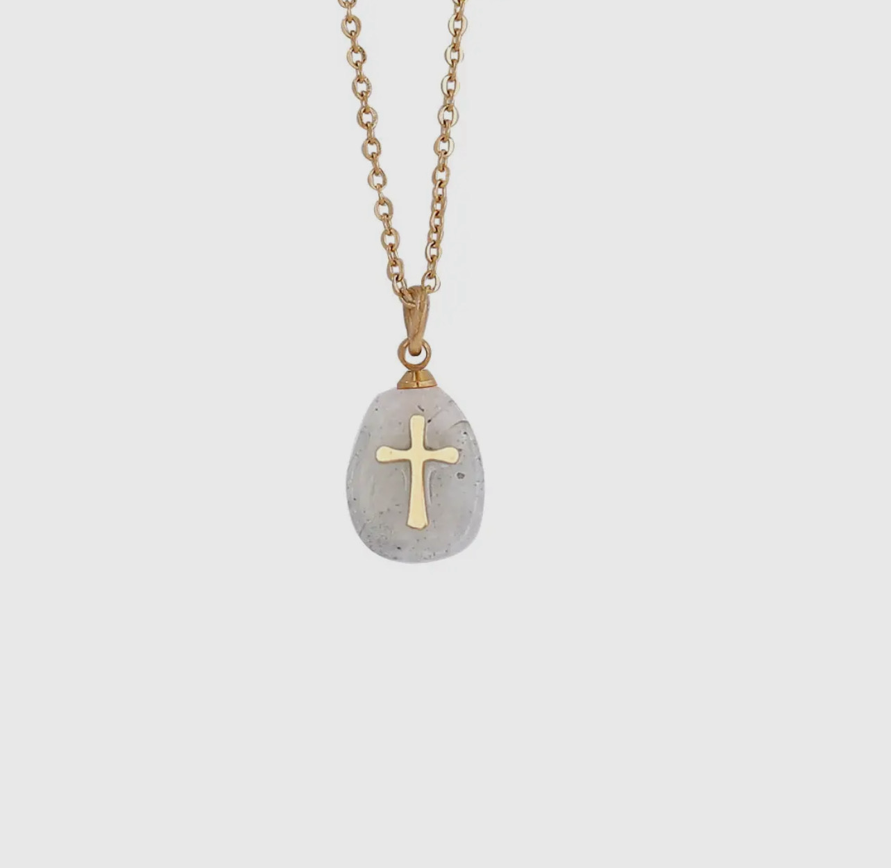 Natural Stone Cross Pendant Necklace