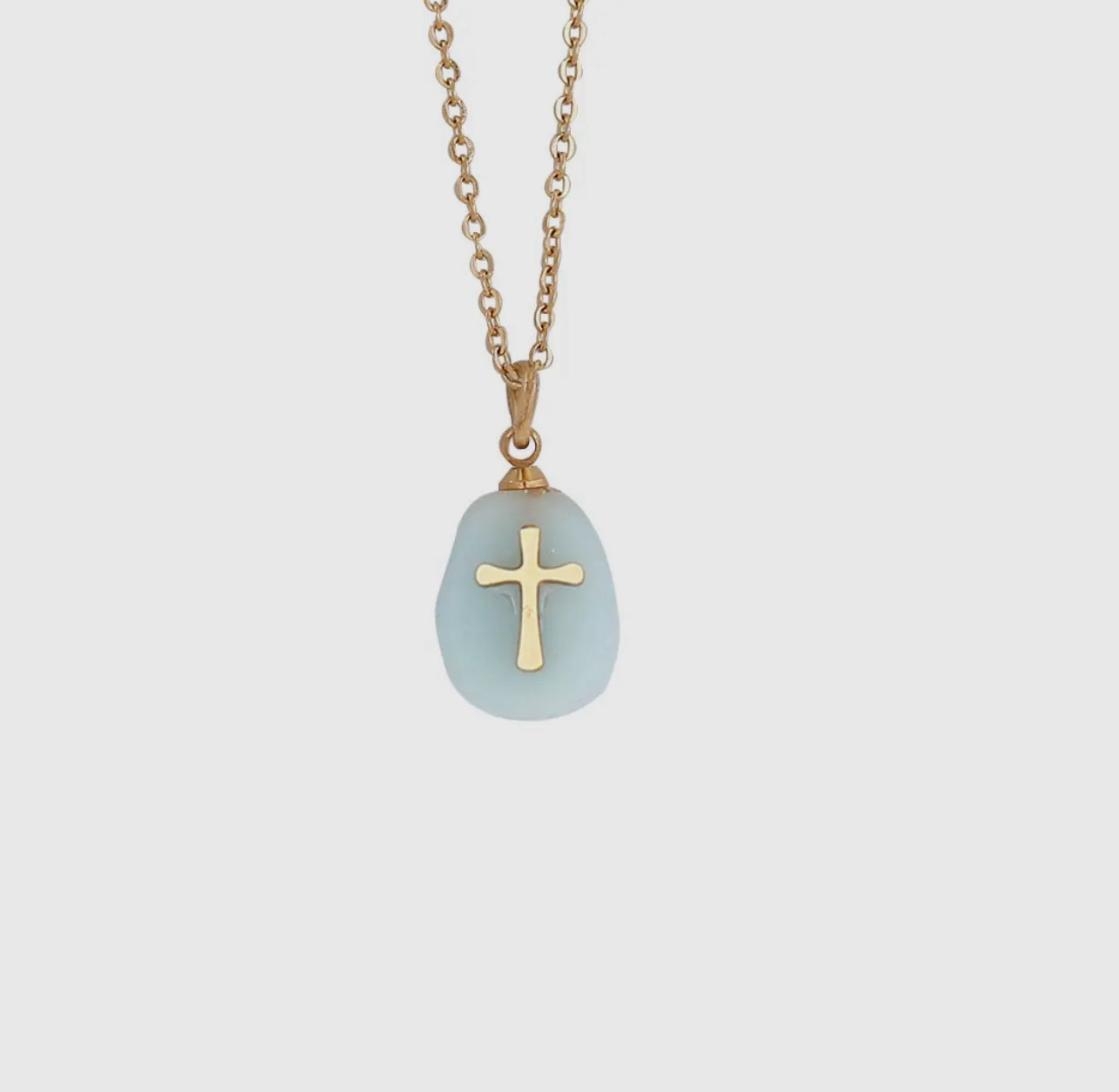 Natural Stone Cross Pendant Necklace