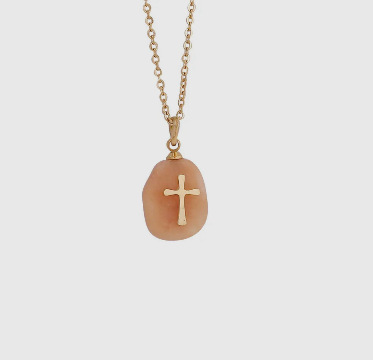 Natural Stone Cross Pendant Necklace