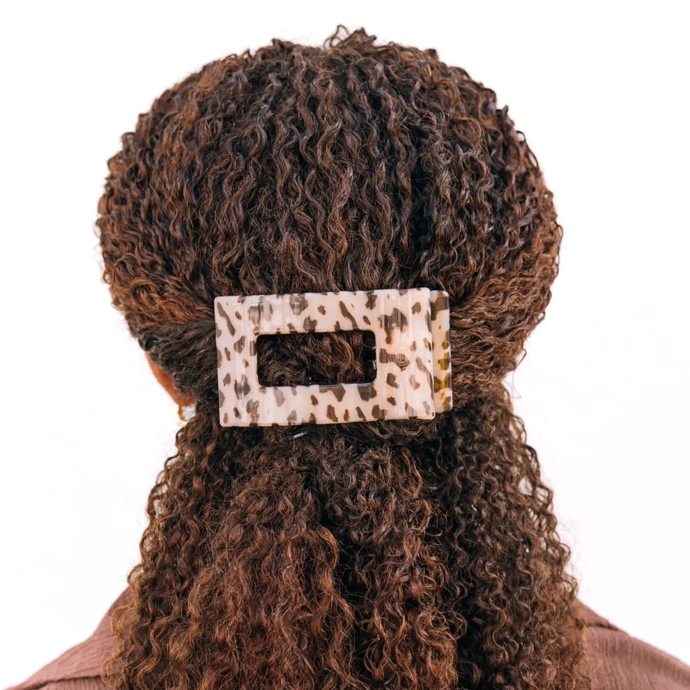 Teleties Blonde Tortoise Flat Rectangle Hair Clip | Large