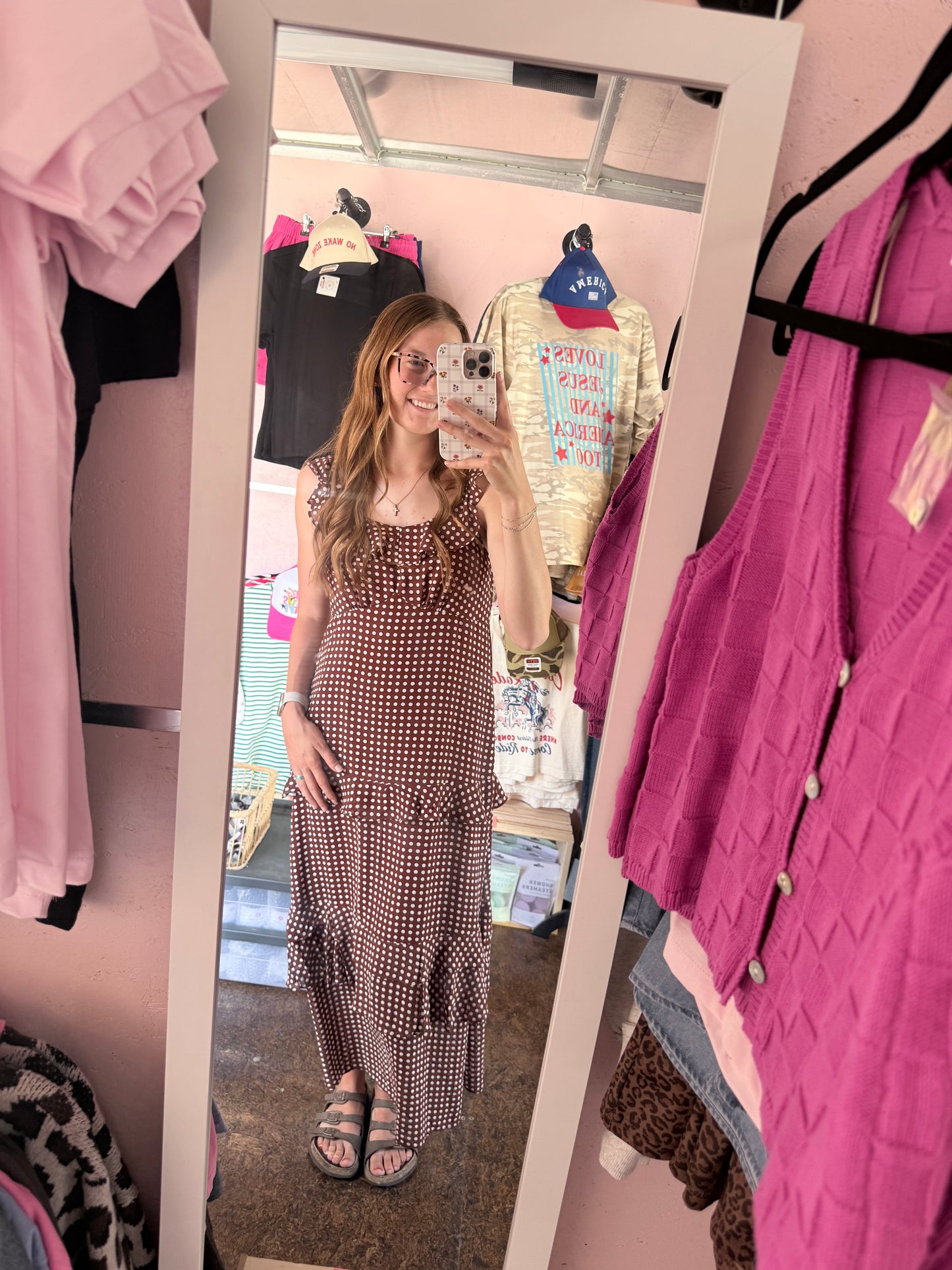Polka Dot Ruffled Maxi Dress