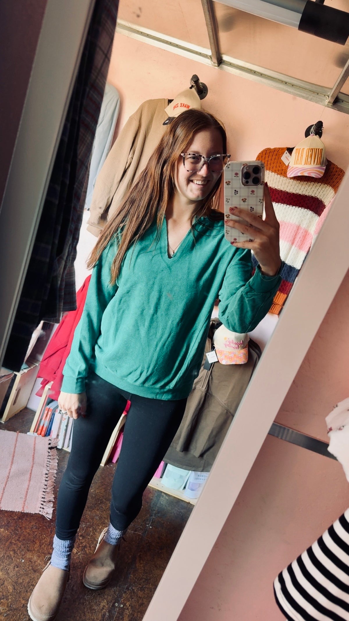 Teal V-Neck Sweatshirt