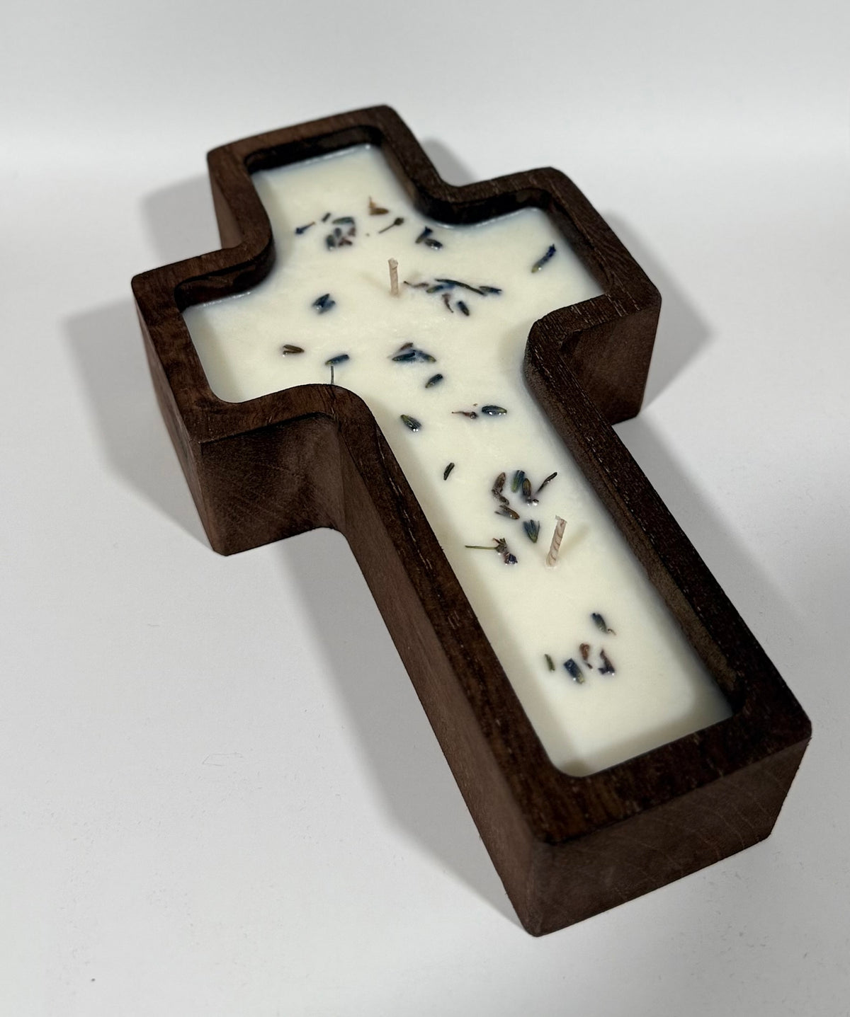 Lavender Blessings | Wooden Cross Dough Bowl Candle