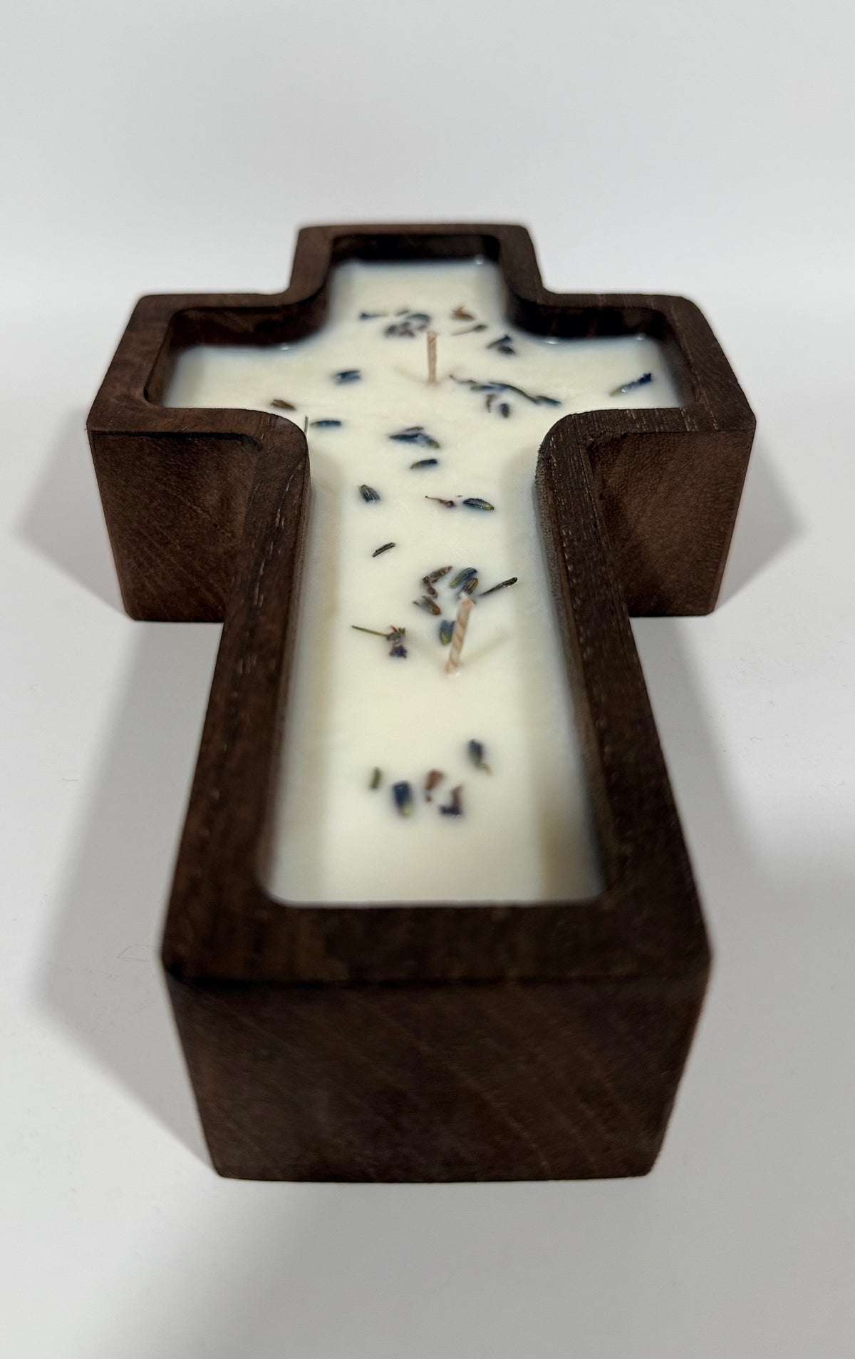 Lavender Blessings | Wooden Cross Dough Bowl Candle