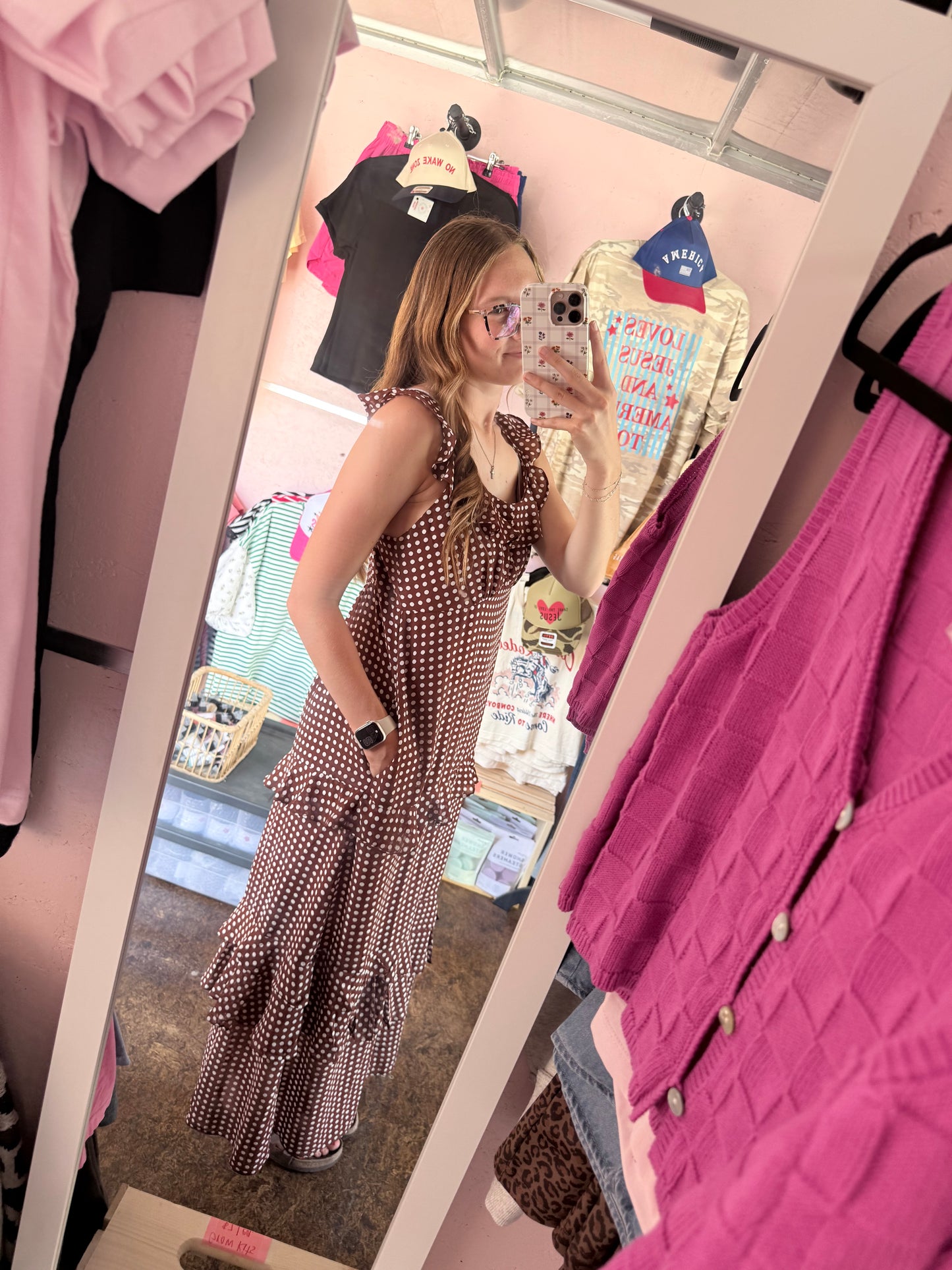 Polka Dot Ruffled Maxi Dress