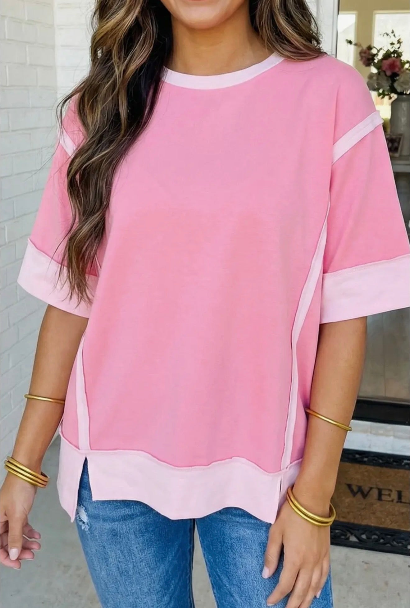 Baby Pink Raw Seam Top