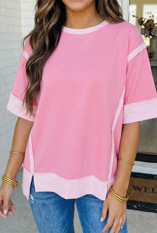 Baby Pink Raw Seam Top