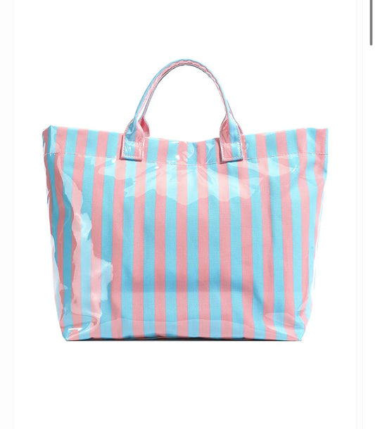 Glossy Striped Tote Bag