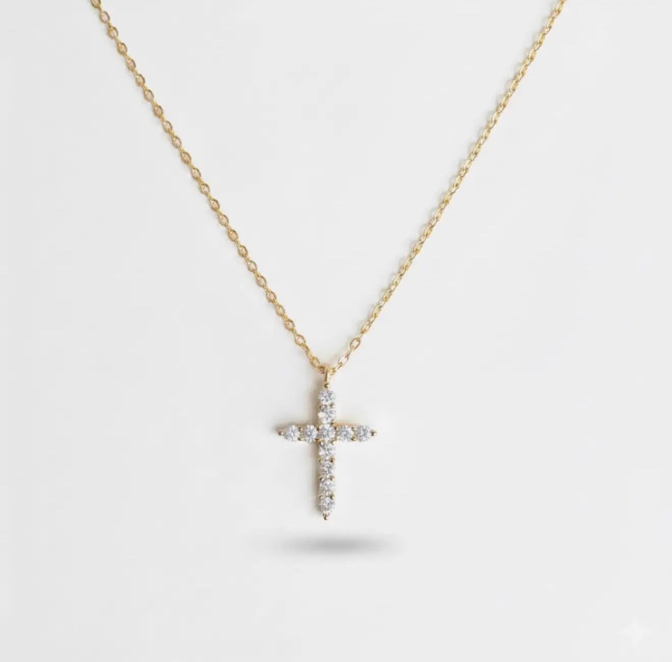 18K Gold Dipped Sterling Silver Dainty Cross Necklace
