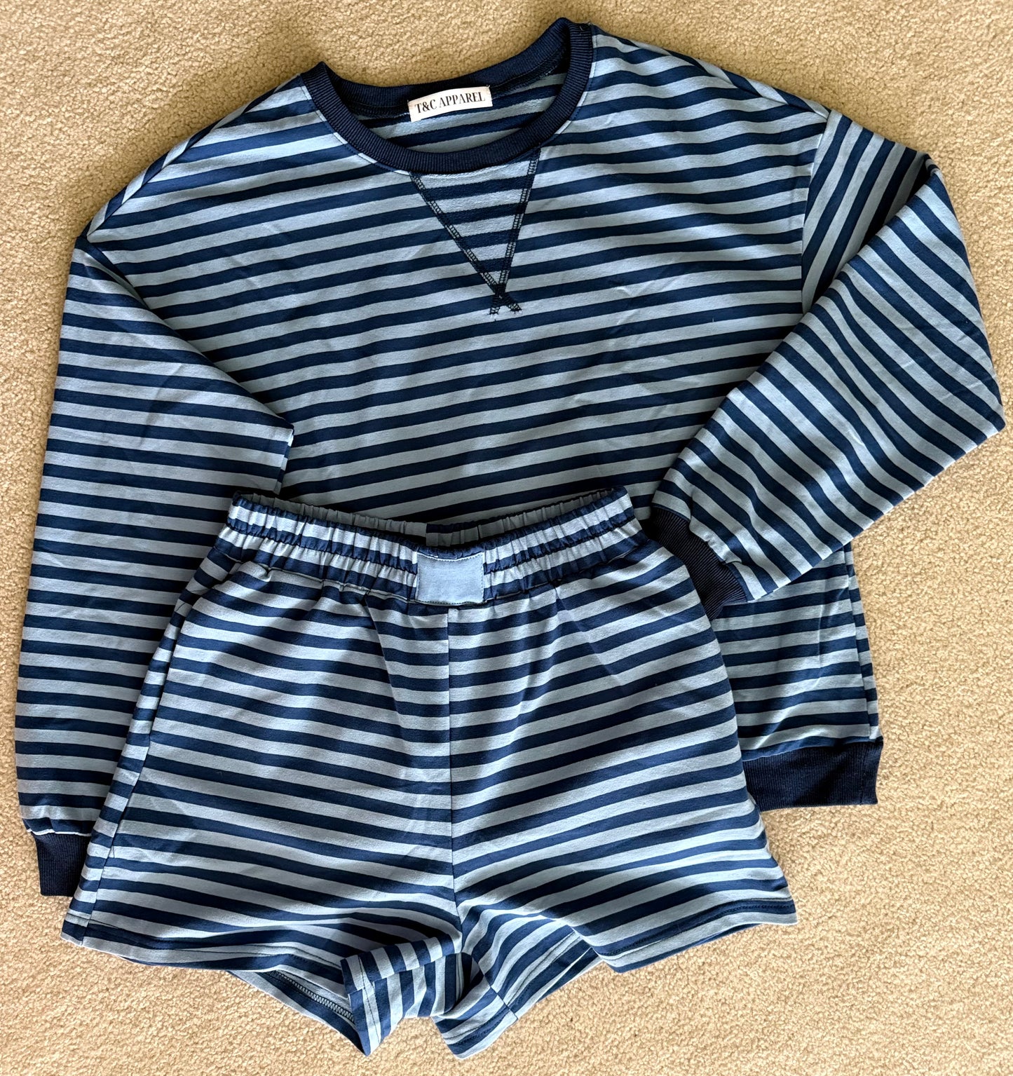 Blue Stripe Casual Set