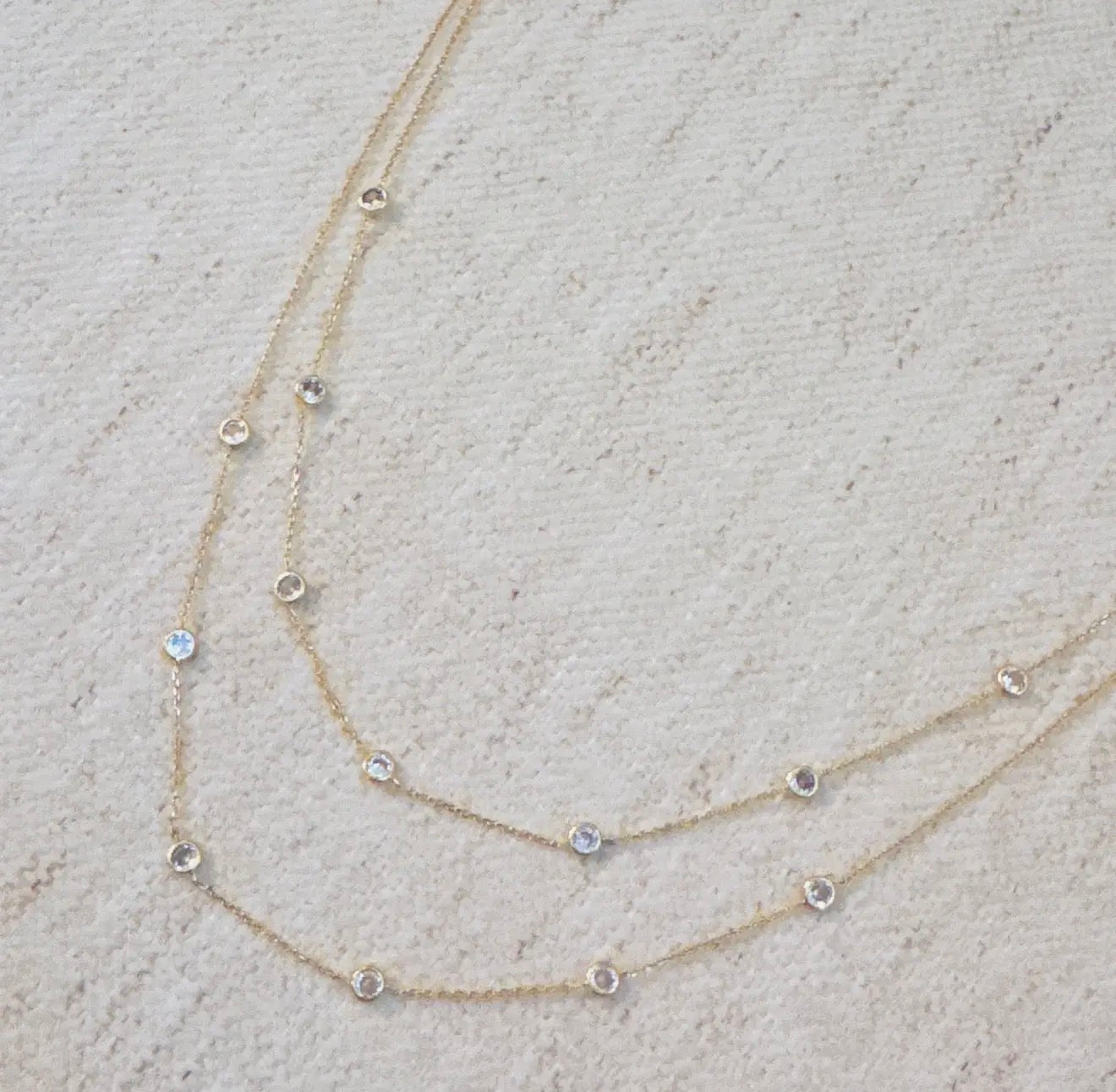 Crystal Bezel Station Layered Necklace