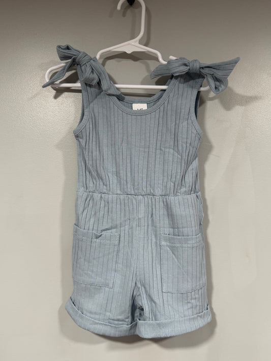 Ribbed Pocket Tied Tank Romper