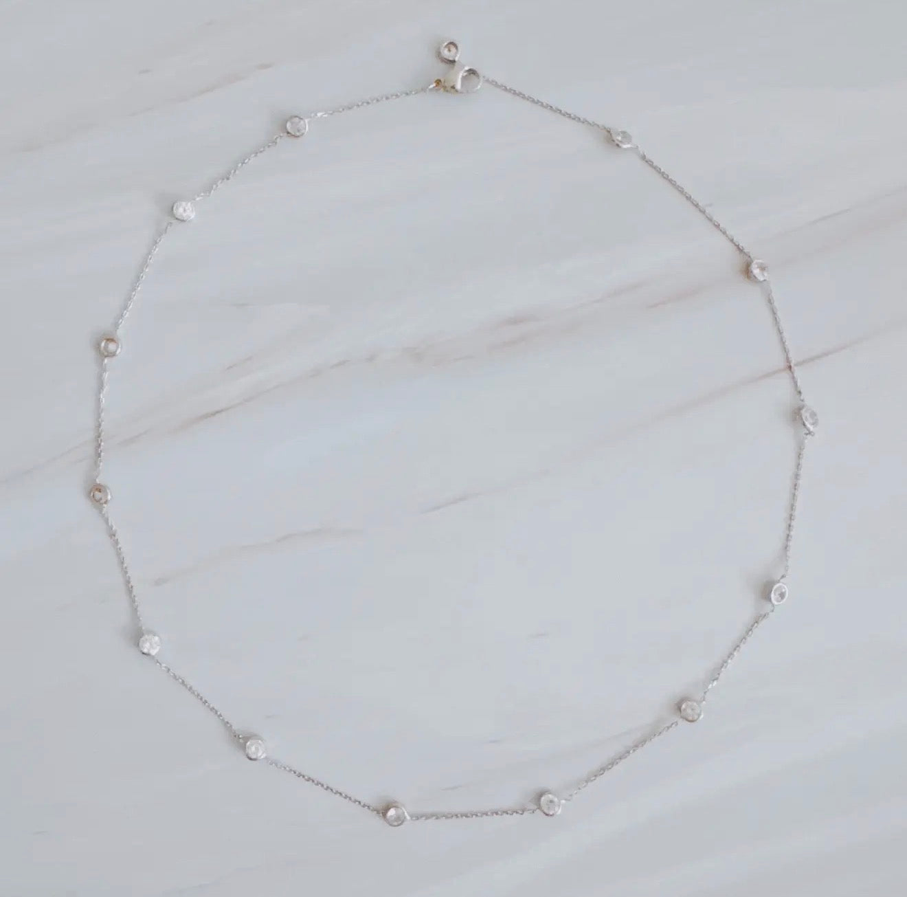 A Dozen of Bezel Sparkle Station Necklace