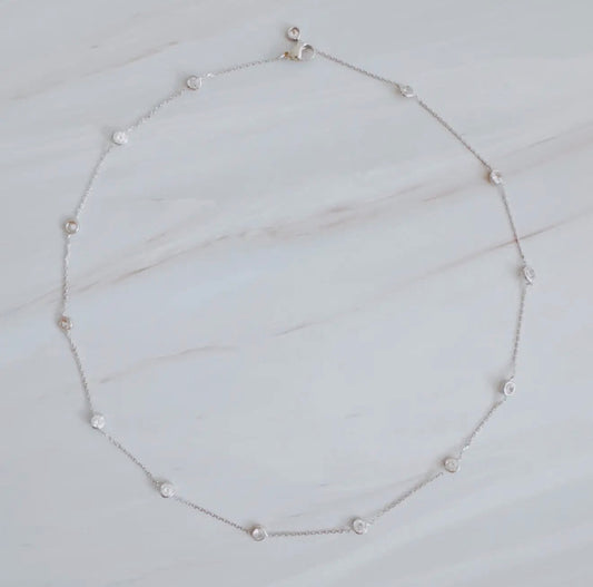 A Dozen of Bezel Sparkle Station Necklace