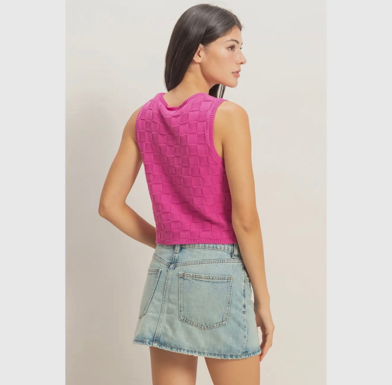 Basket Weave V-Neck Sleeveless Vest