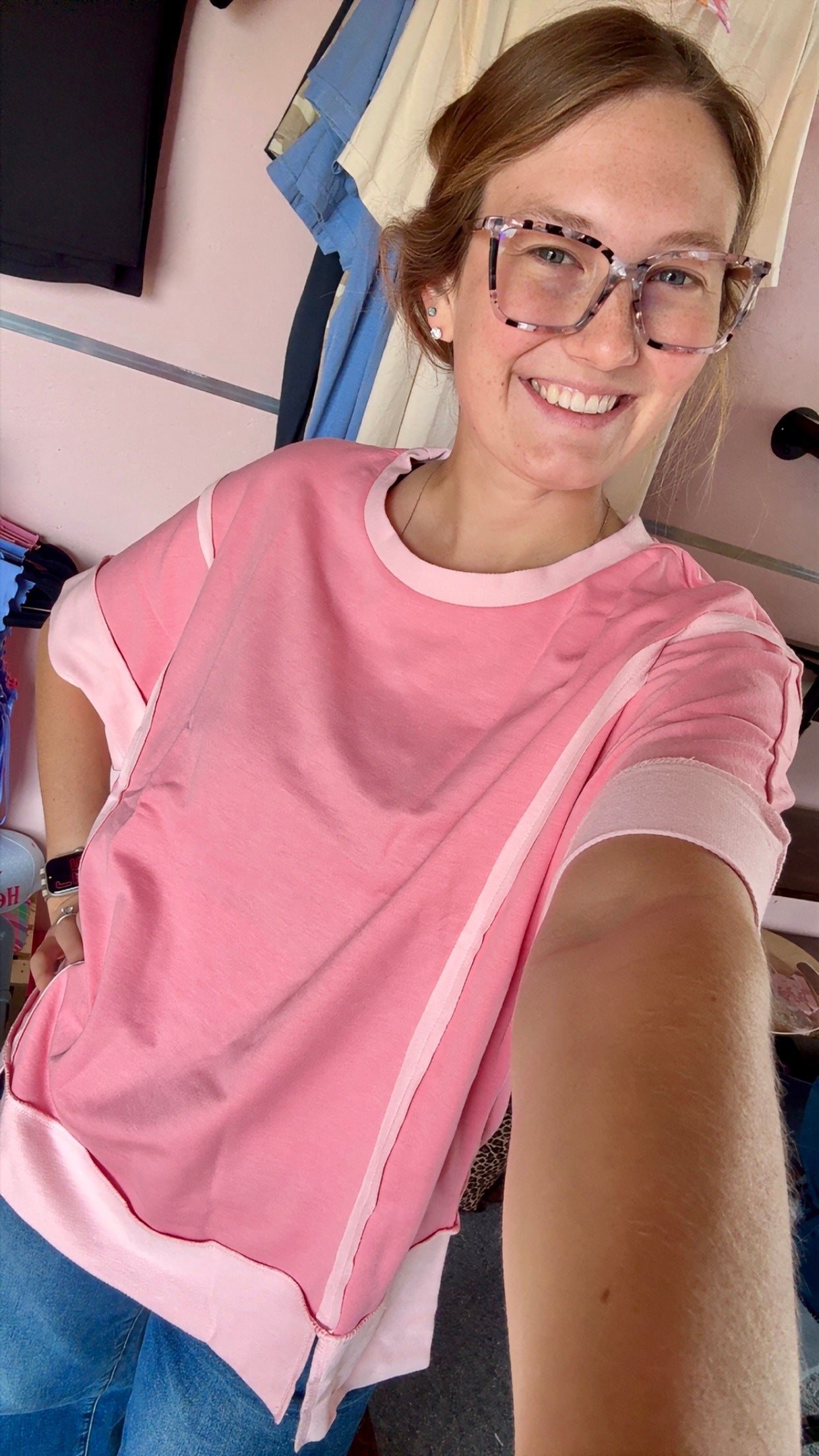 Baby Pink Raw Seam Top