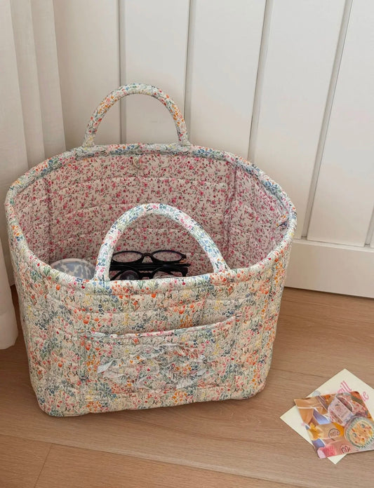 Quilted Floral Tote Bag