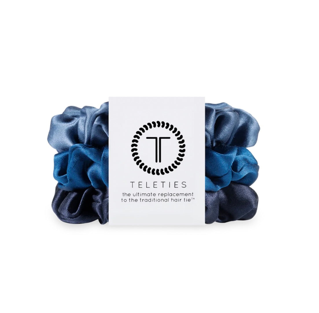 Teleties Midnight Rain Silk Scrunchies | Large