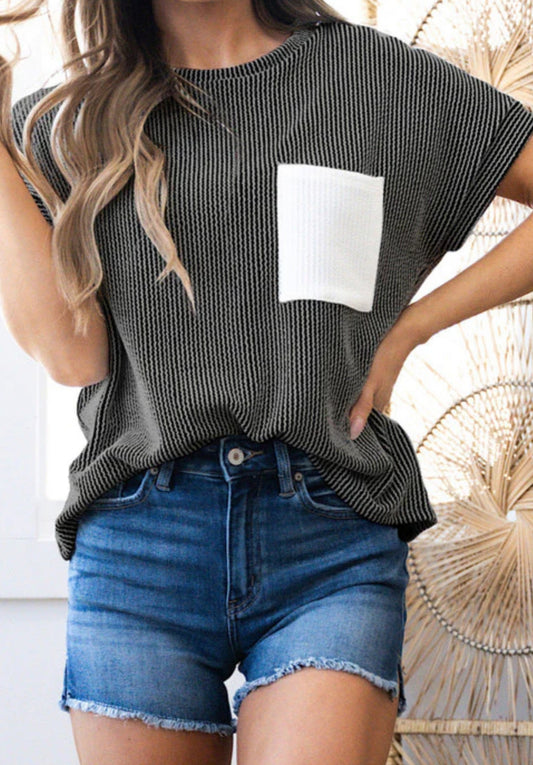 Grey Corded Top