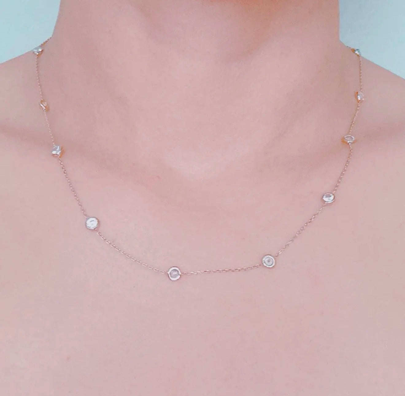 A Dozen of Bezel Sparkle Station Necklace