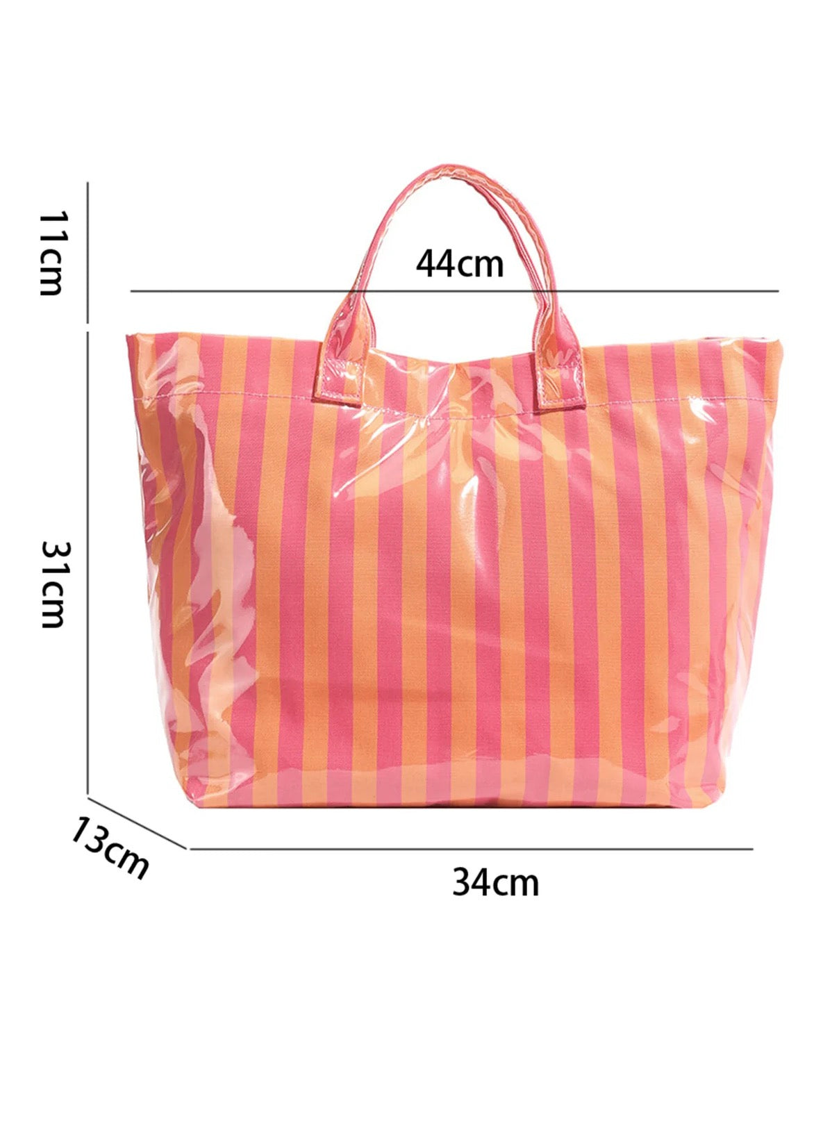 Glossy Striped Tote Bag
