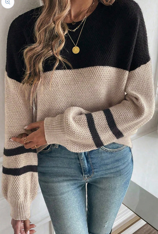 Colorblock knit Striped Sweater