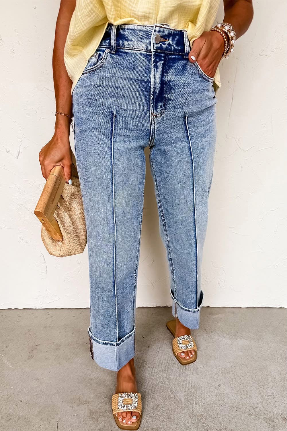 Center Seam Cuffed Jeans