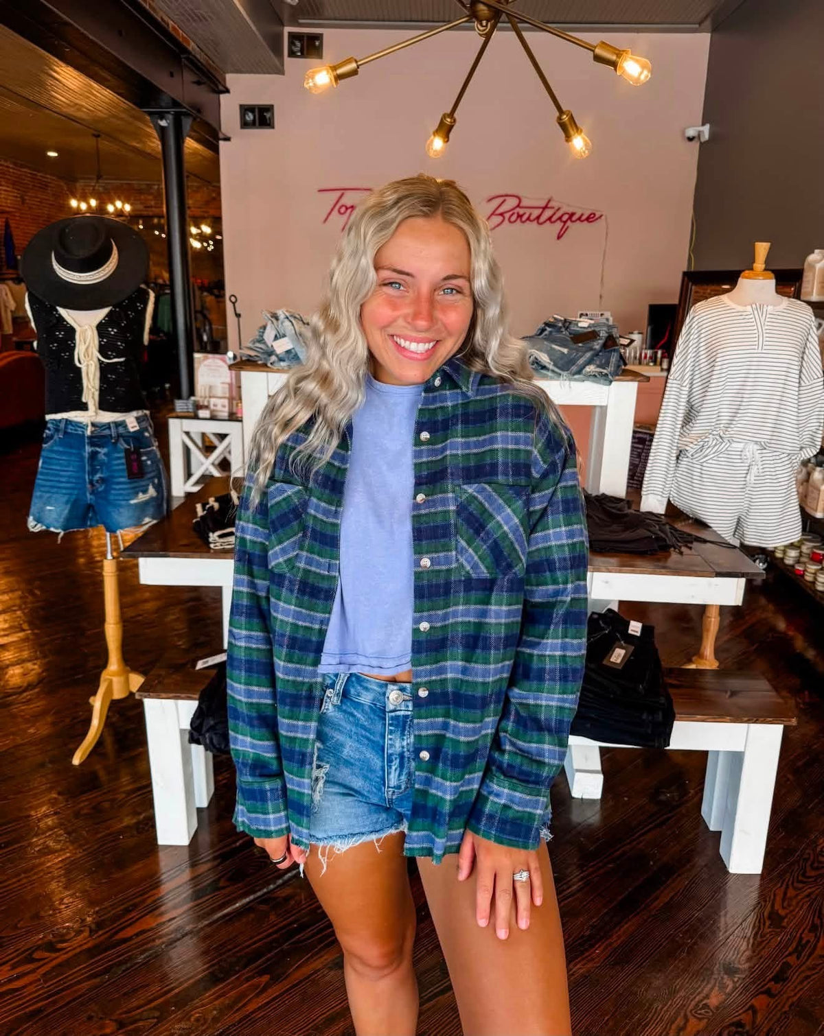 Hunter Green Plaid Button Shirt