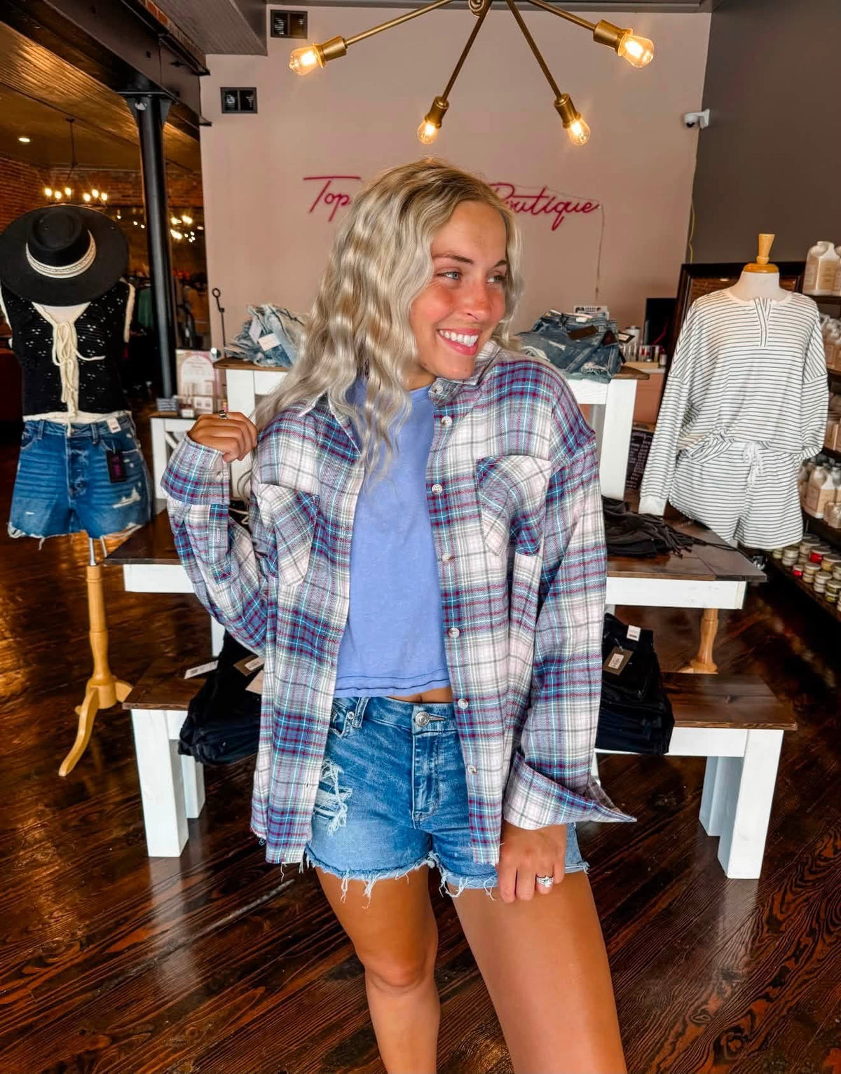Blue Plaid Button Shirt