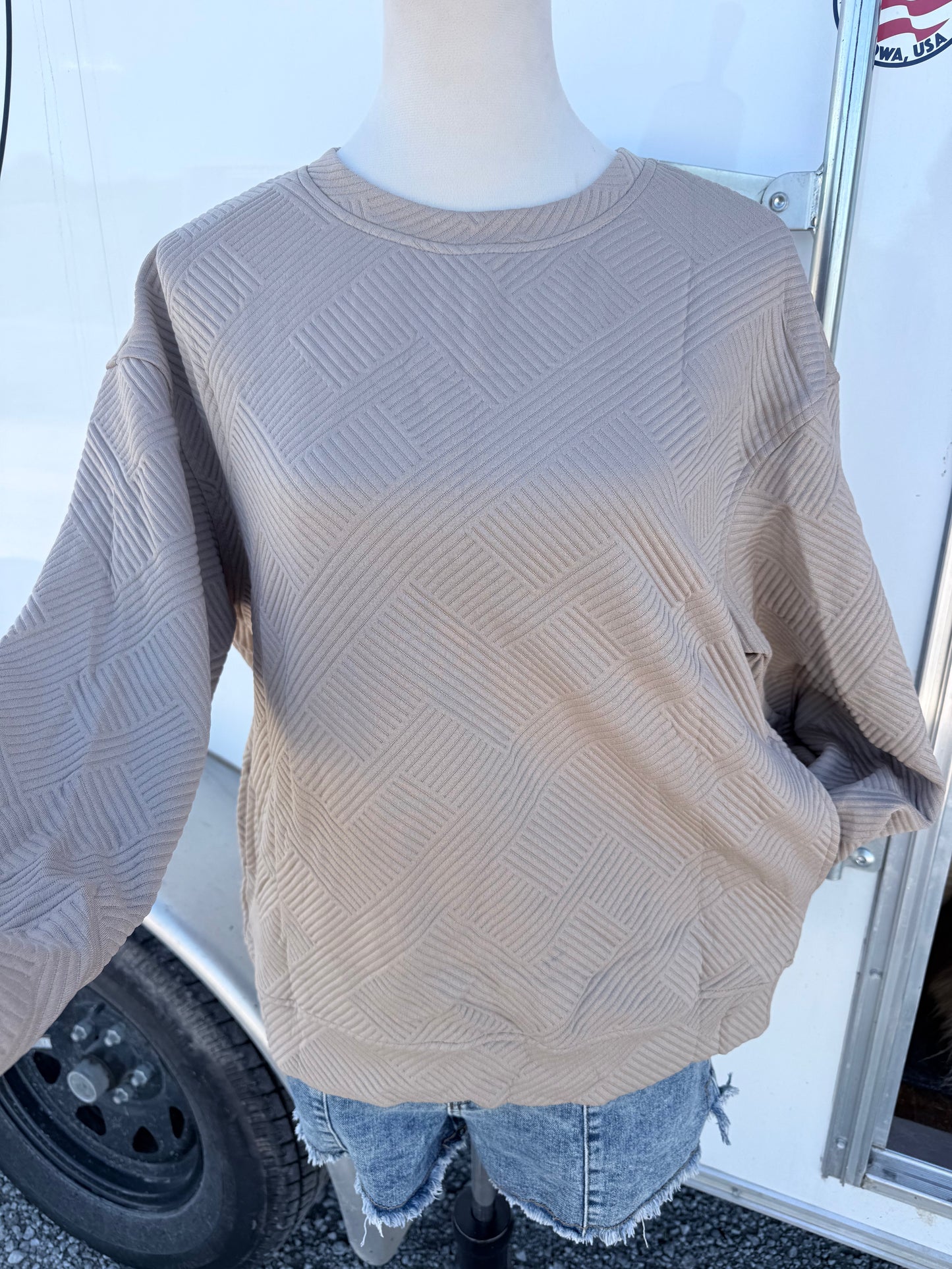 Textured Pocket Pullover