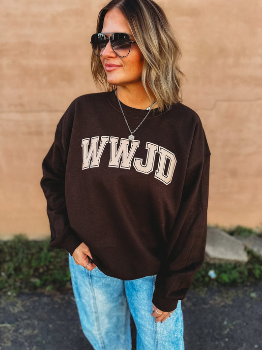 WWJD Puff Print Crewneck