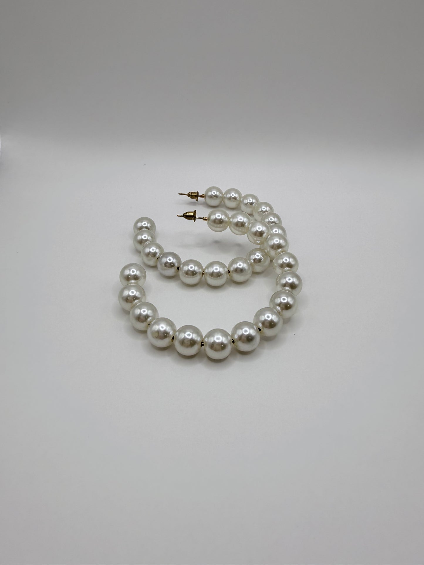 Large Pearl Hoop Earrings