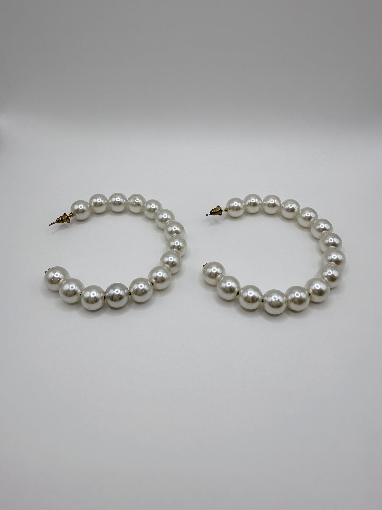 Large Pearl Hoop Earrings