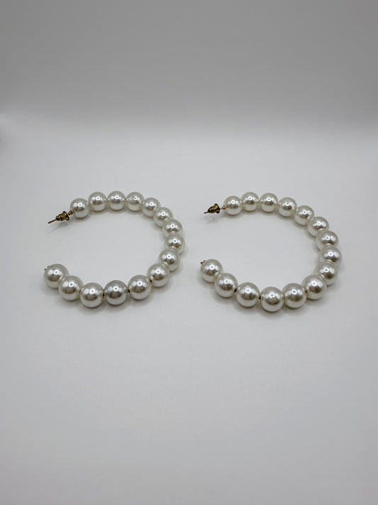Large Pearl Hoop Earrings