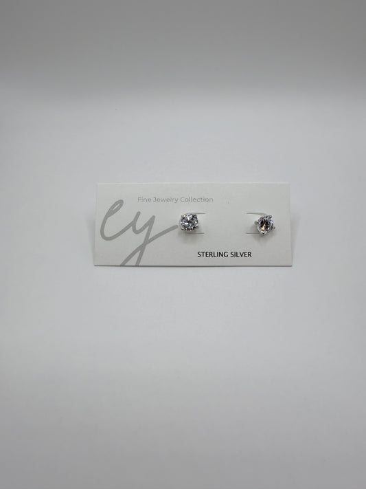 Brilliant Cut Sterling Silver Stud Earrings