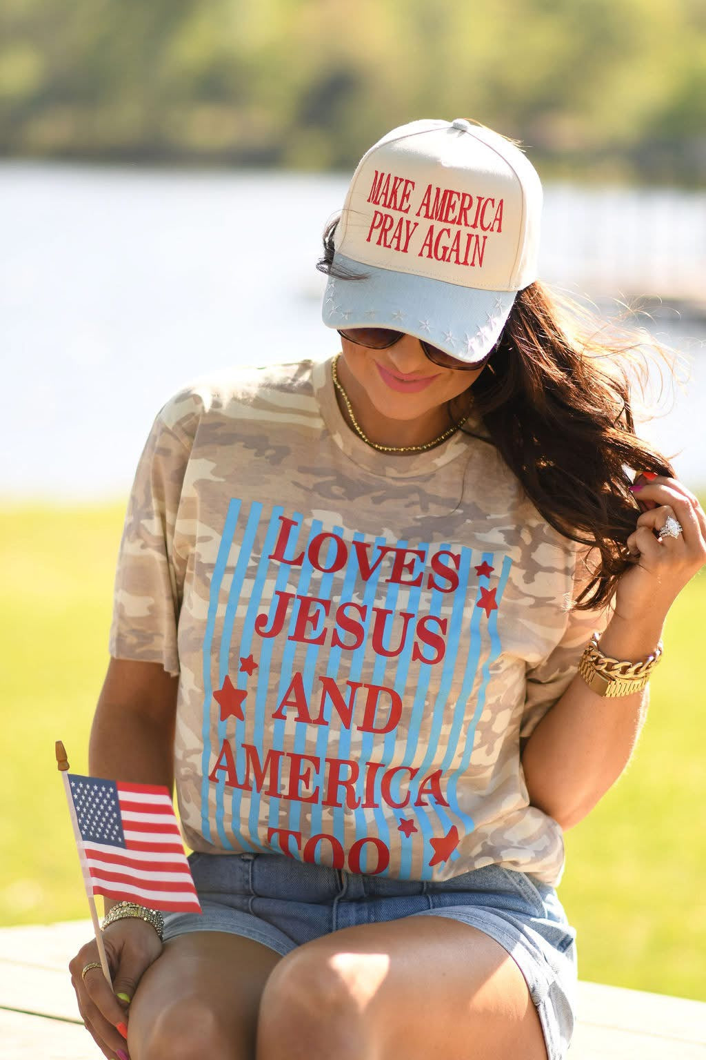 Loves Jesus & America Too Camo Tee